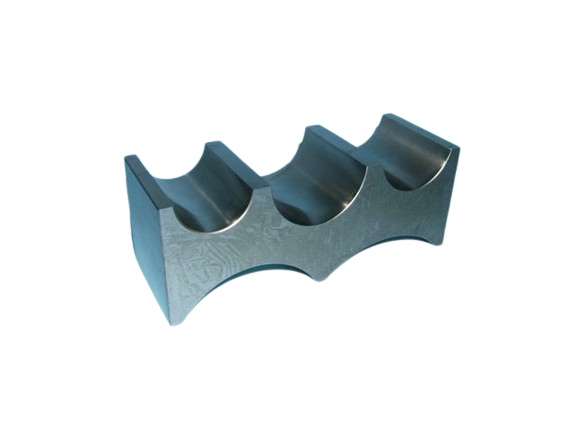 Steel bench block with 5 half round slots.