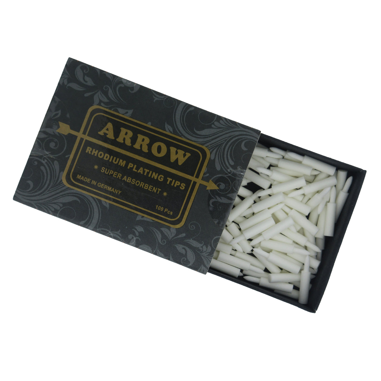 White arrow tip with rhodium plating single side