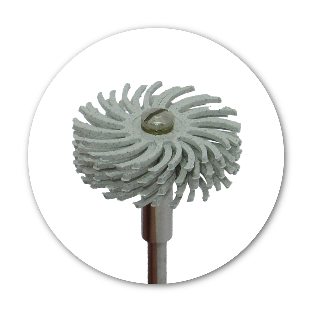 White 120 grit radial bristle disc for light oxide removal and pre-polishing