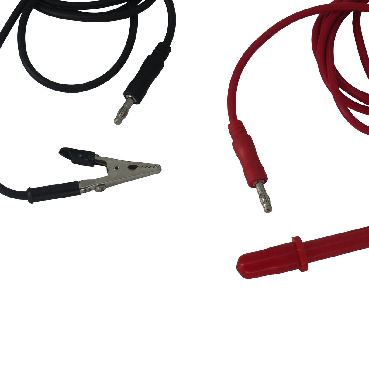 Red plating pen with attached red wire and black ground wire with alligator clip for electroplating applications. close up