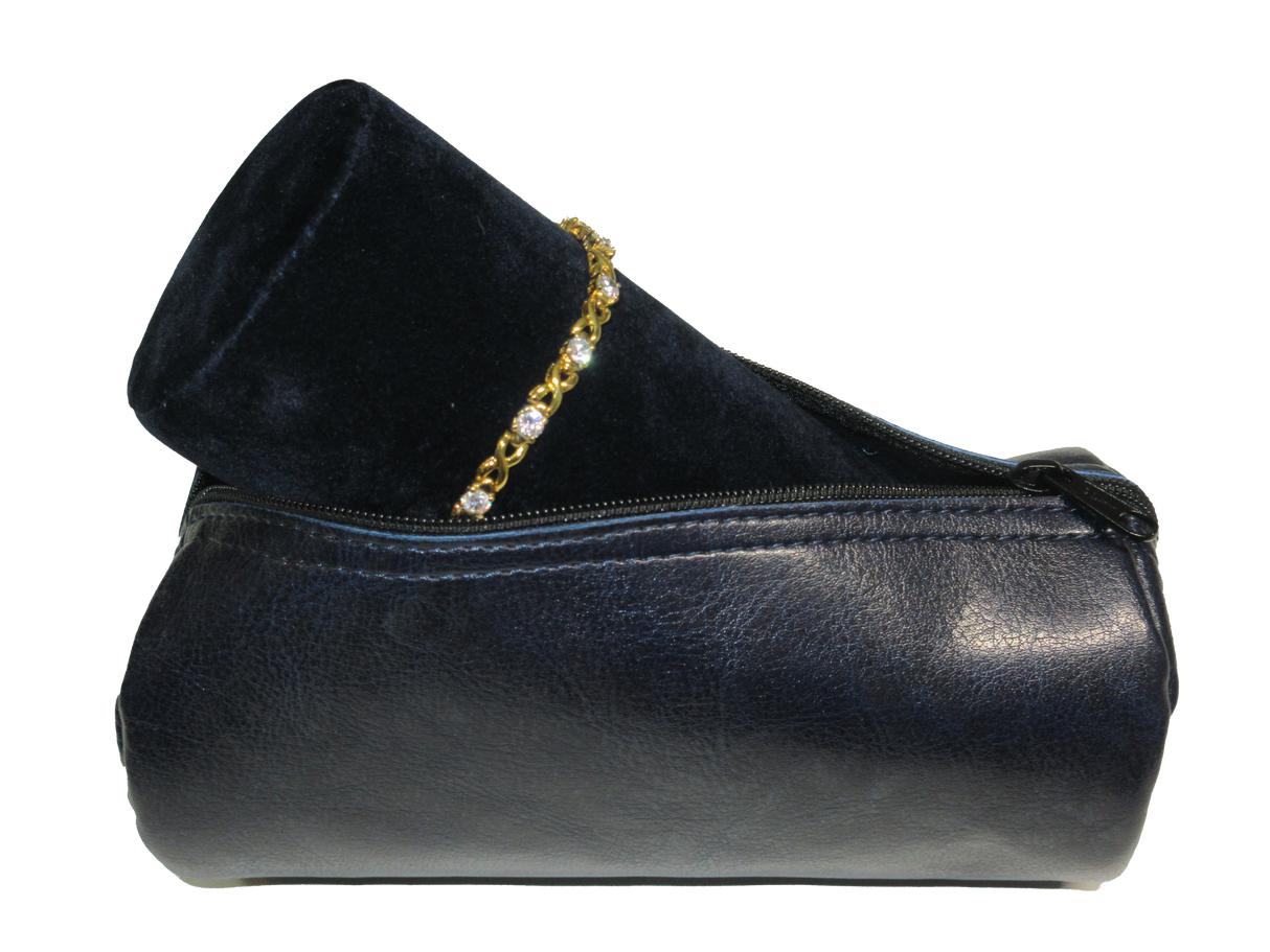 Small Bangle Roll - Simili Leather -  Blue