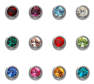 CAFLON BIRTHSTONES - GOLD PLATED OR WHITE STAINLESS - ASS. COLORS