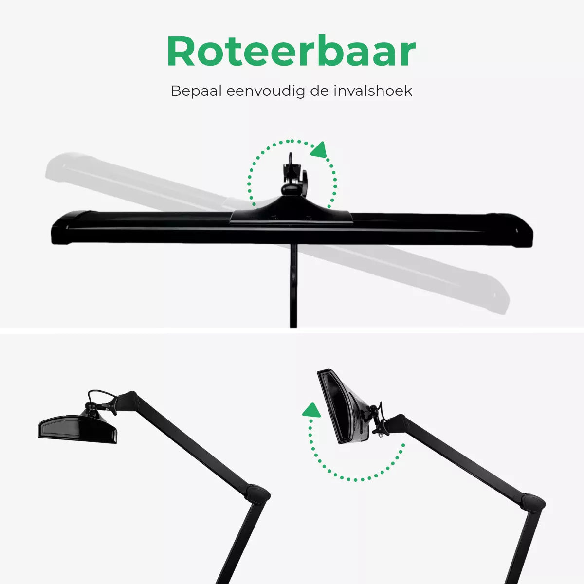 SBR Professional Black Daylight Lamp — 45W LED desk lamp for jewelers and precision work. Rotatable Image.