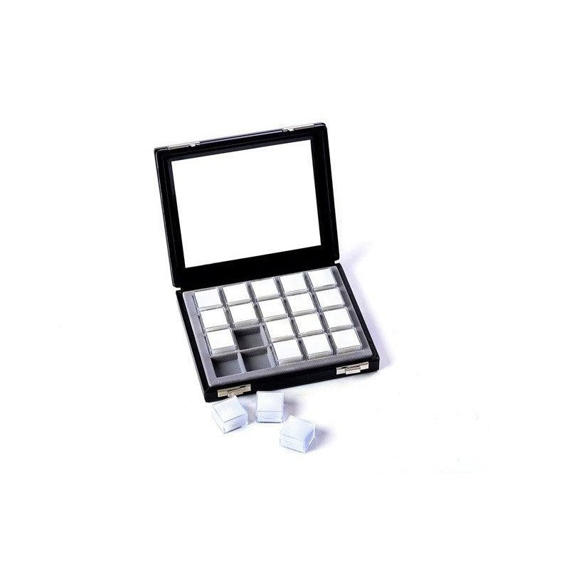 Display Box with 20 Square Boxes - Glass Top