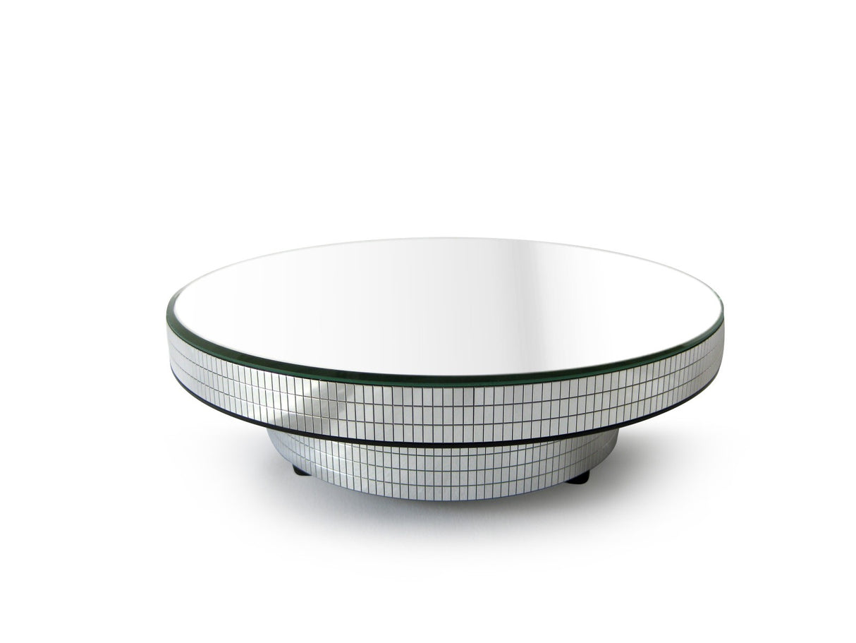 Turntable w/ Top Mirror Jewelry Display - Silver - Ø 225mm (9")