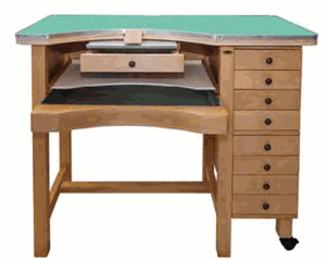 Jeweller's Bench - 8 drawers - Laminated green