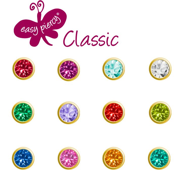 12  pairs ear studs Easy Piercy Classic