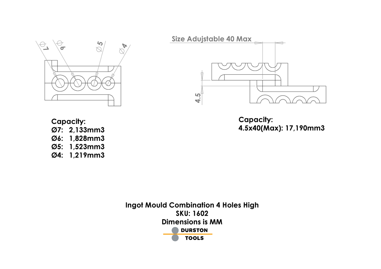 Adjustable Ingot Mould - Combination - Durston