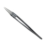 High precision ceramic tweezers with white heat-resistant ceramic tips and stainless-steel handle.