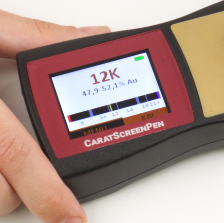 CaratScreenPen detecting gold-plated jewellery