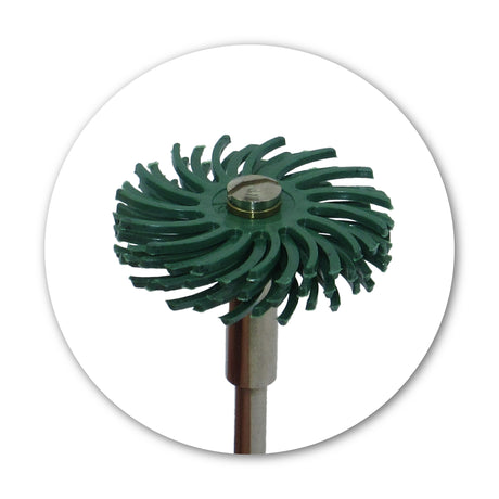 Green 50 grit radial bristle disc for heavy metal cleaning and oxide removal