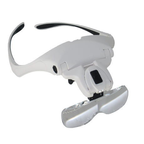 hands free magnifying visor with LED lights and adjustable headband