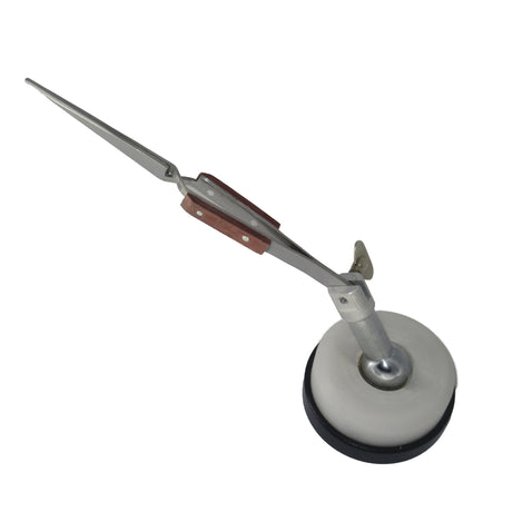 Magnetic third hand soldering stand with tweezer and weighted base – adjustable support for jewellery soldering