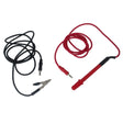 Red plating pen with attached red wire and black ground wire with alligator clip for electroplating applications.