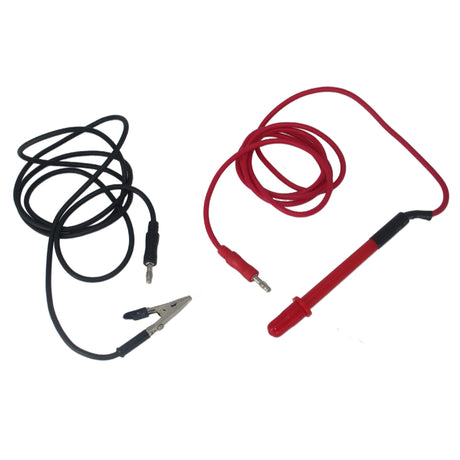 Red plating pen with attached red wire and black ground wire with alligator clip for electroplating applications.