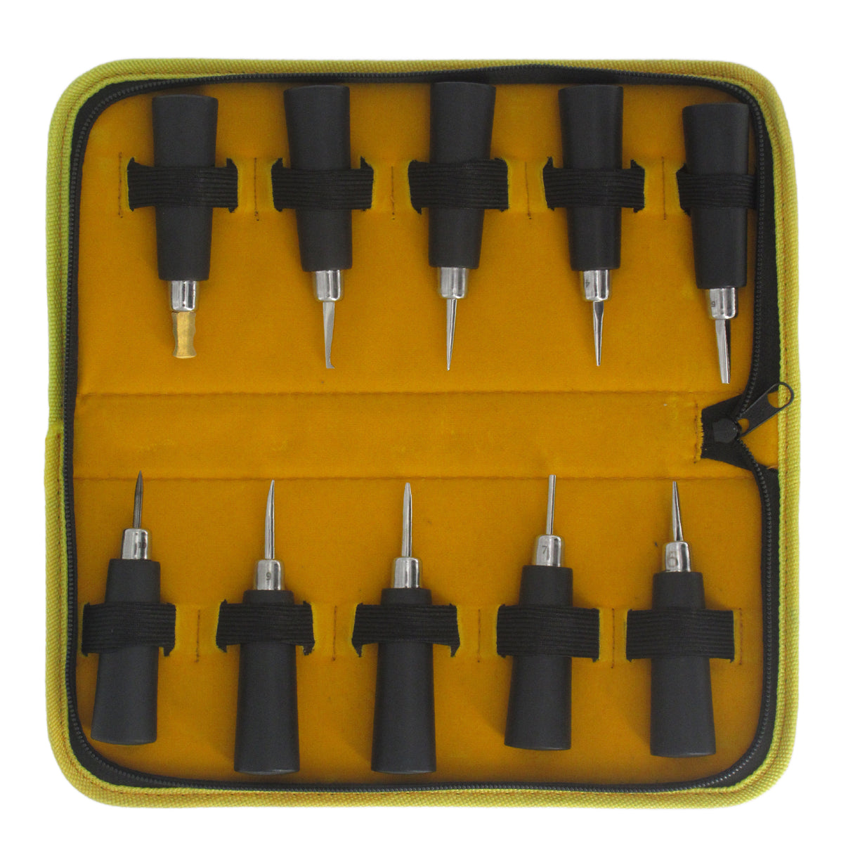 10-piece stone setting tool set with handles and case