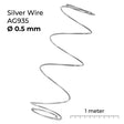 AG 935 silver wire 1 meter length for jewelry making in various diameters, diameter 0.5mm
