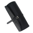 Black roll-up tool pouch with multiple pockets for storing goldsmith and jewellery-making tools (tools not included).