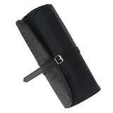Black roll-up tool pouch with multiple pockets for storing goldsmith and jewellery-making tools (tools not included).