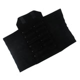 Black leatherette jewelry roll with black suede interior