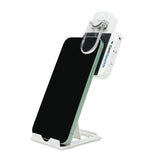 Portable GemSparkle lighting device used for professional jewelry photos on smartphone. on phone with stand