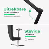 SBR Professional Black Daylight Lamp — 45W LED desk lamp for jewelers and precision work. Explained image.