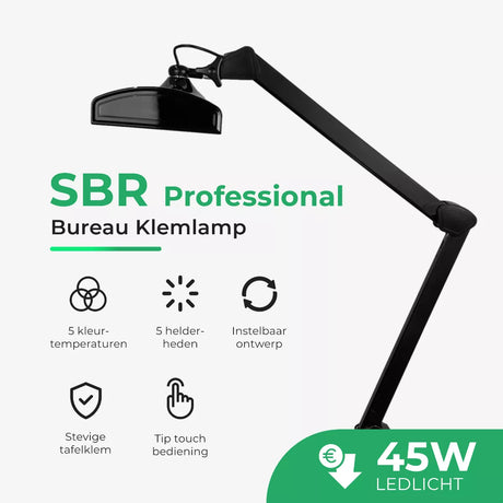 SBR Professional Black Daylight Lamp — 45W LED desk lamp for jewelers and precision work. Explained in detail.