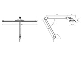 SBR Professional Black Daylight Lamp — 45W LED desk lamp for jewelers and precision work. Detailed sketch.
