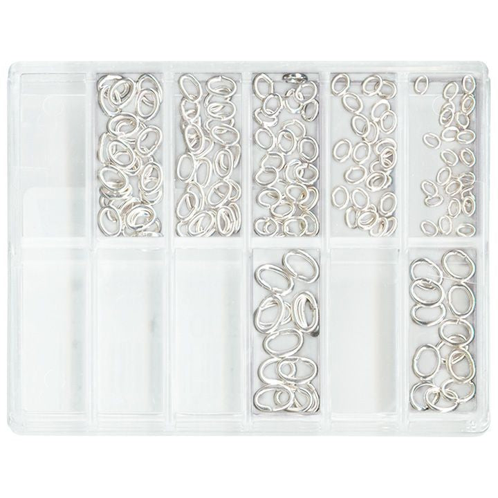 Assortment 144 Oval Jump Rings - Silver