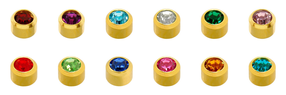 CAFLON BIRTHSTONES - GOLD PLATED OR WHITE STAINLESS - ASS. COLORS